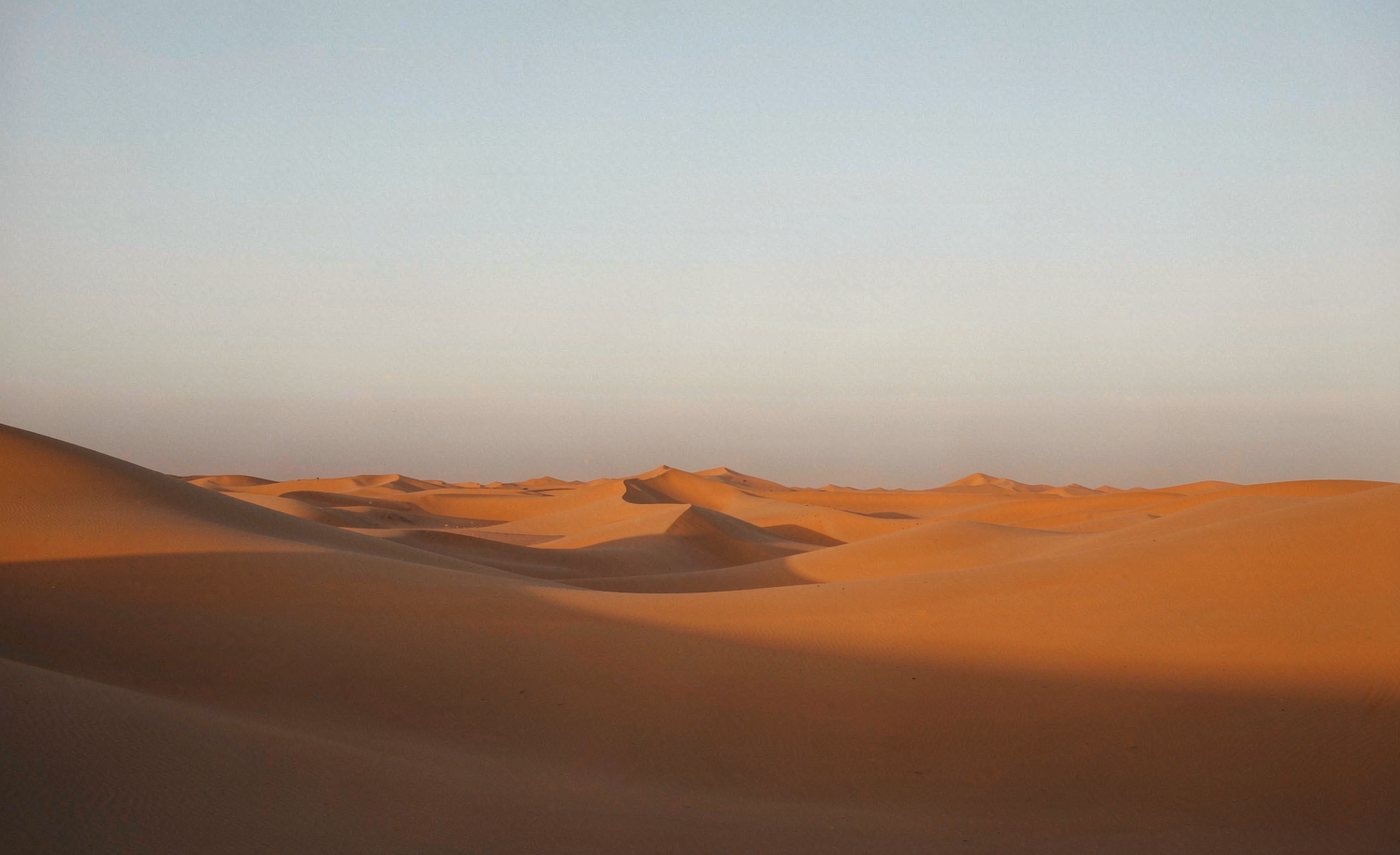 Golden desert dunes at late afternoon